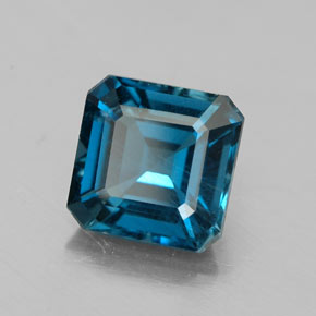 Topacio azul natural de 2,19 ct, corte esmeralda, VS