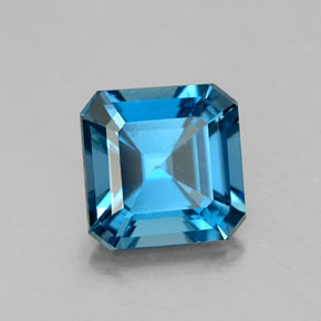 Topacio azul natural de 1,91 ct, corte esmeralda, VS