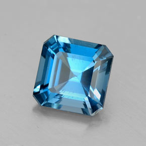 Topacio azul natural de 1,91 ct, corte esmeralda, VS