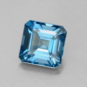 Topacio azul natural de 1,93 ct, corte esmeralda, VS-SI