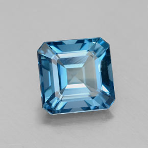 Topacio azul natural de 1,93 ct, corte esmeralda, VS-SI