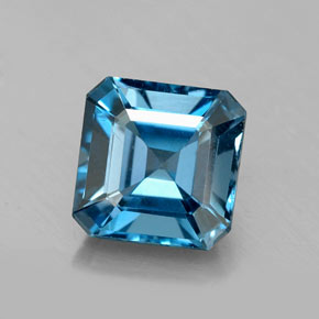 Topacio azul natural de 2,23 ct, corte esmeralda, VS