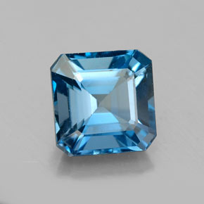 Topacio azul natural de 2,23 ct, corte esmeralda, VS