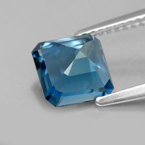 Topacio azul natural de 2,23 ct, corte esmeralda, VS