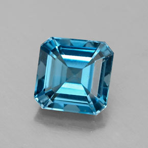 Topacio azul natural de 2,35 ct, corte esmeralda, VS