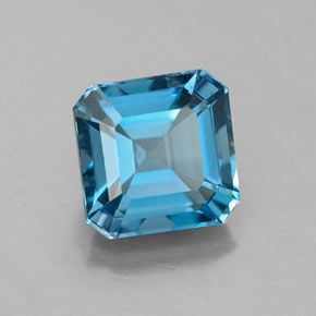 Topacio azul natural de 2,35 ct, corte esmeralda, VS