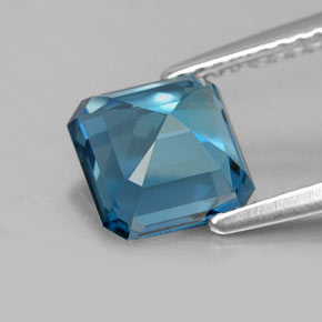 Topacio azul natural de 2,35 ct, corte esmeralda, VS