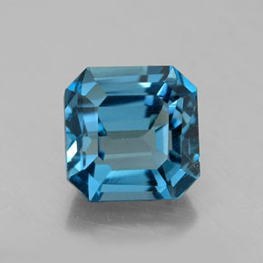 Topacio azul natural de 2,50 ct, corte esmeralda, VS