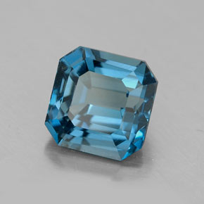 Topacio azul natural de 2,50 ct, corte esmeralda, VS