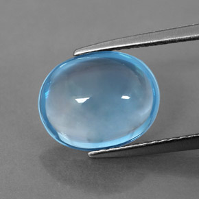 Topacio azul natural de 3,80 ct, corte óvalo, transparente