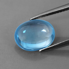 Topacio azul natural de 3,80 ct, corte óvalo, transparente