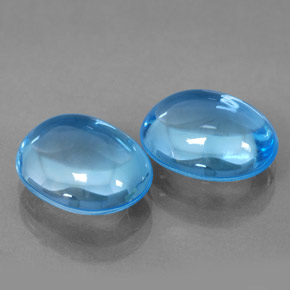 Gemas de topacio azul natural de  ct, corte óvalo, transparente