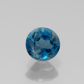 Topacio azul natural de 0,63 ct, corte redondo, VVS-VS