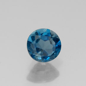 Topacio azul natural de 0,63 ct, corte redondo, VVS-VS