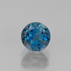 Topacio azul natural de 0,81 ct, corte redondo, VVS-VS