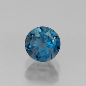 Topacio azul natural de 0,81 ct, corte redondo, VVS-VS