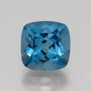 Topacio azul natural de 3,03 ct, corte cojín, VS
