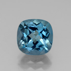 Topacio azul natural de 2,77 ct, corte cojín, VVS-VS