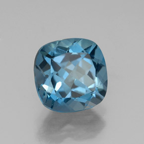 Topacio azul natural de 2,77 ct, corte cojín, VVS-VS