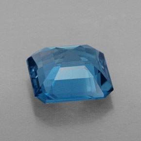 Topacio azul natural de 1,73 ct, corte esmeralda, VS