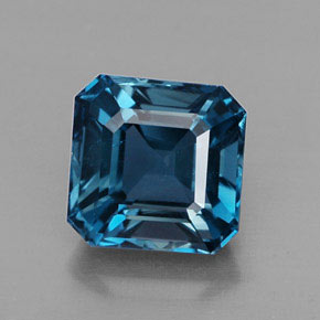 Topacio azul natural de 2,38 ct, corte esmeralda, VVS-VS