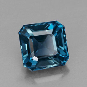 Topacio azul natural de 2,38 ct, corte esmeralda, VVS-VS