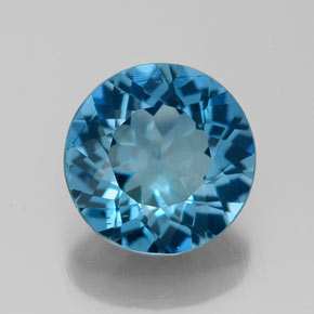 Topacio azul natural de 2,70 ct, corte redondo, VS-SI