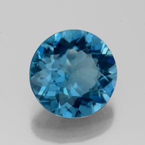 Topacio azul natural de 2,70 ct, corte redondo, VS-SI
