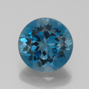 Topacio azul natural de 3,07 ct, corte redondo, VVS-VS