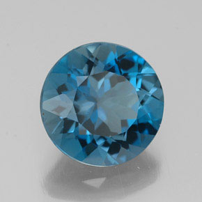 Topacio azul natural de 3,07 ct, corte redondo, VVS-VS