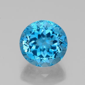Topacio azul natural de 2,28 ct, corte redondo, VVS-VS