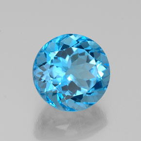 Topacio azul natural de 2,28 ct, corte redondo, VVS-VS