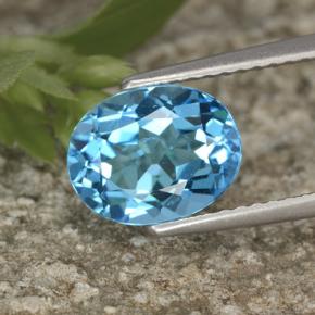 Topacio azul natural de 2,29 ct, corte óvalo, VVS-VS