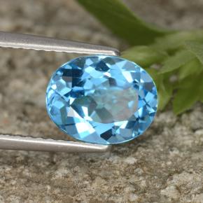 Topacio azul natural de 2,29 ct, corte óvalo, VVS-VS