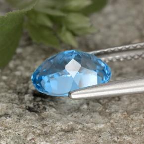 Topacio azul natural de 2,29 ct, corte óvalo, VVS-VS