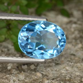Topacio azul natural de 2,32 ct, corte óvalo, VVS-VS