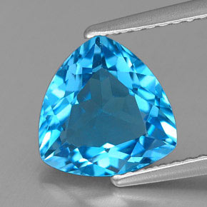 Topacio azul natural de 2,73 ct, trillón, VVS