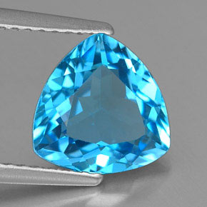 Topacio azul natural de 2,73 ct, trillón, VVS