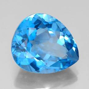 Topacio azul natural de 11,24 ct, en forma de pera, VS