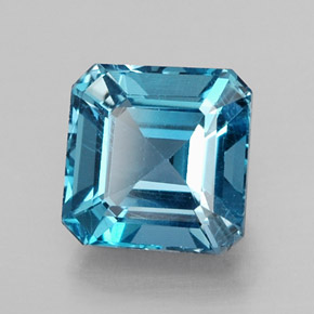 Topacio azul natural de 2,25 ct, corte esmeralda, VVS-VS