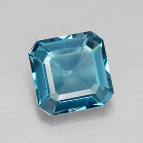 Topacio azul natural de 1,77 ct, corte esmeralda, VVS-VS