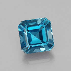 Topacio azul natural de 2,47 ct, corte esmeralda, VS