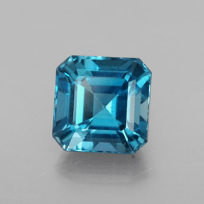 Topacio azul natural de 2,47 ct, corte esmeralda, VS