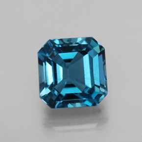 Topacio azul natural de 2,63 ct, corte esmeralda, VS