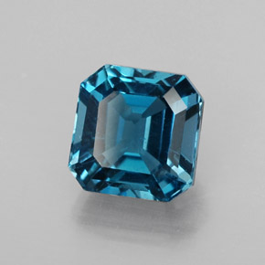 Topacio azul natural de 2,63 ct, corte esmeralda, VS