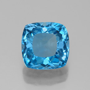 Topacio azul natural de 2,76 ct, corte cojín, VVS-VS