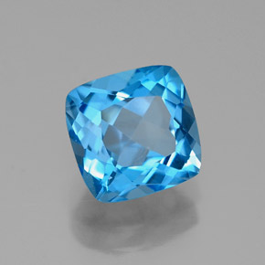 Topacio azul natural de 2,25 ct, corte cojín, VVS