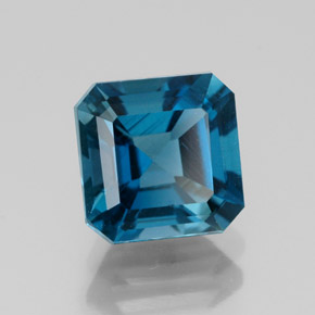 Topacio azul natural de 2,19 ct, corte esmeralda, VS-SI