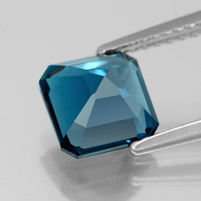 Topacio azul natural de 2,19 ct, corte esmeralda, VS-SI