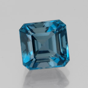 Topacio azul natural de 2,57 ct, corte esmeralda, VVS-VS